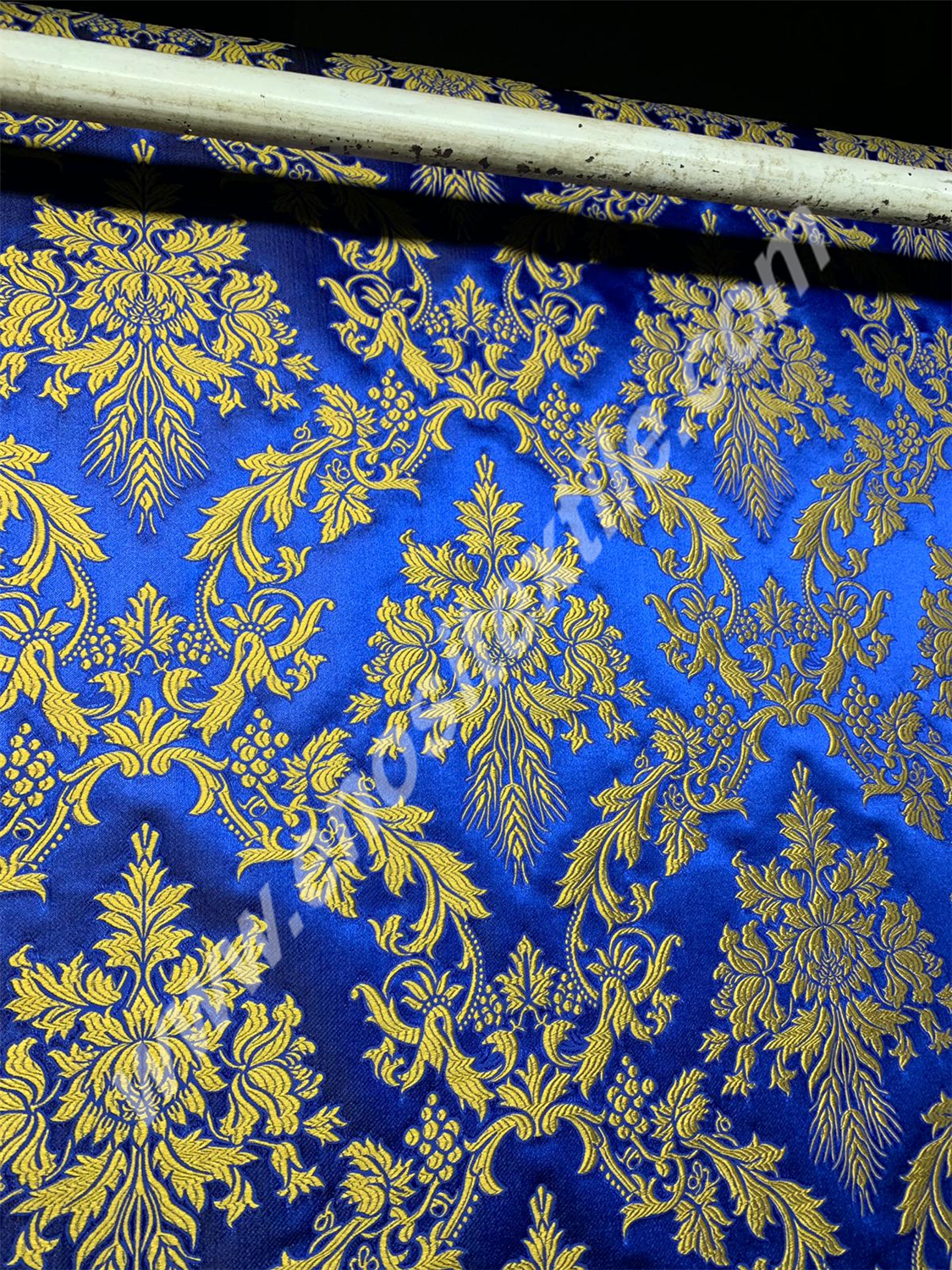 KL-079-1 Dark Blue-Gold Brocade Fabrics